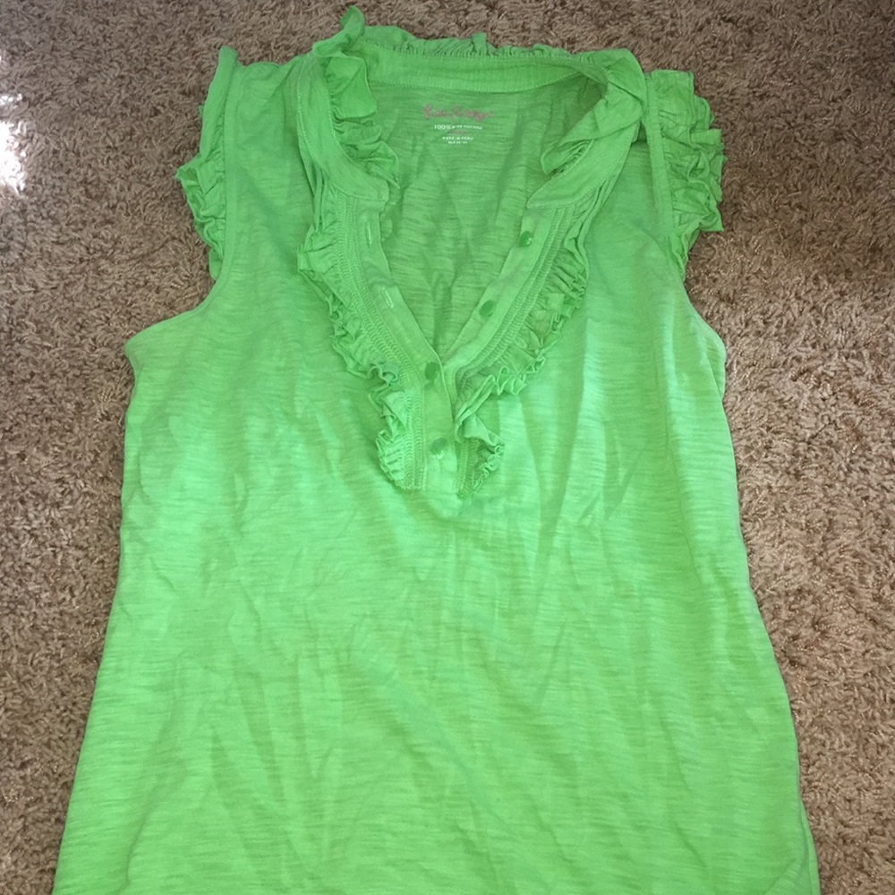 lilly green button tank top